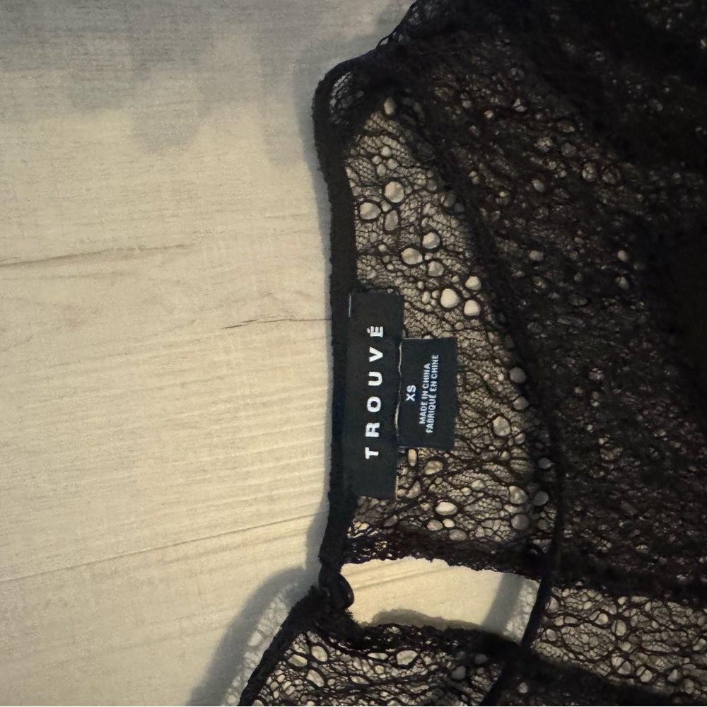 Trouvé Black Long‎ Sleeve Lace Top - XS - Picture 3 of 5